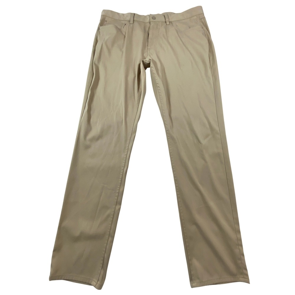 Brooks Brothers Mens 36x32 Performance 5-Pocket Pants Khaki Tan Stretch Straight - Picture 1 of 16